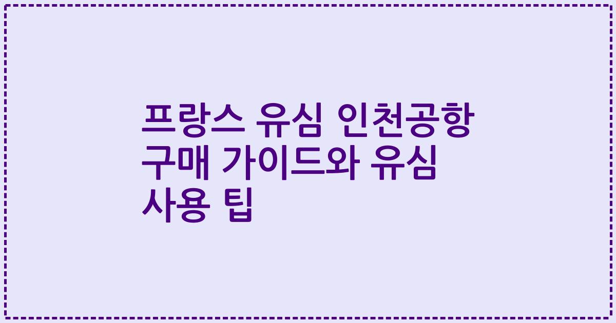 프랑스 유심 인천공항 구매 가이드와 유심 사용 팁